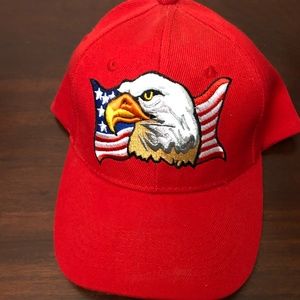 American Eagle Embroidered On USA Flag  Red Cap
